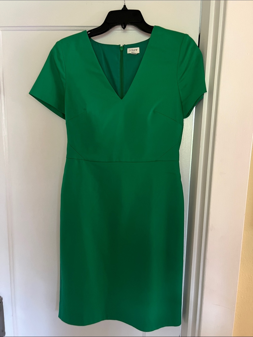 J. Crew Kelly Green V-Neck Short Sleeve Midi Dress